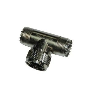 adaptador "t" amphenol de uhf macho (pl 259) a doble uhf hembra (so 239) para duplexers wp 629, wp 639 o wp 641.