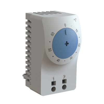 termostato/interruptor para control de temperatura en grados fahrenheit, para uso con ventiladores, con terminales de conexión, y clip para riel din de 35 mm, color gris claro termostato/interruptor para control de temperatura en grados fahrenheit, para uso con ventiladores, con terminales de conexión, y clip para riel din de 35 mm, color gris claro