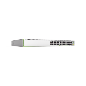 (gs980mx/28) switch stack l3, 24 puertos 10/100/1000 t, 4 puertos sfp+ 10g, fuente de poder fija