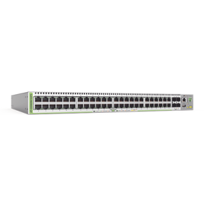 switch poe+ administrable centrecom gs980m, capa 3 de 48 puertos 10/100/1000mbps + 4 sfp gigabit, 740 w