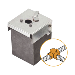 molde de grafito horizontal unión en t horizontal de cable 2/0 awg (pasante) con cable 2/0 awg (terminal).