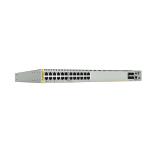 switch stackeable capa 3, 24 puertos 10/100/1000 mbps + 4 puertos sfp+ 10 g y dos bahías hotswap psu, versión federal
