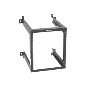 rack panzone® de montaje en pared, de 19in, profundidad ajustable, rieles numerados y roscados #12 24, 12 ur, color negro