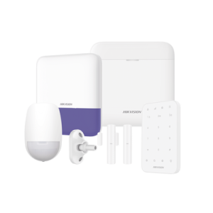(ax pro) kit de alarma ax pro / incluye: 1 hub con bateria de respaldo / 1 sensores pir / 1 montaje universal para pir / 2 contactos magnéticos / 1 teclado / 1 sirena inalambrica exterior / wifi / compatible con hik connect p2p