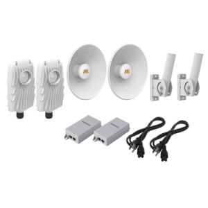 kit de 2 radios b5x con kit de antenas de (25 dbi), rango de frecuencia extendida (4.9 a 6.4 ghz), incluye inyector poe, cable de alimentación y 2 fleximount xl para alineación, distancia de hasta 10 km