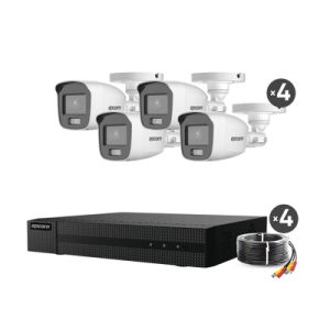 kit turbohd 1080p / dvr 4 canales / 4 cámaras bala colorvu con microfono integrado / fuente de poder / accesorios de instalación