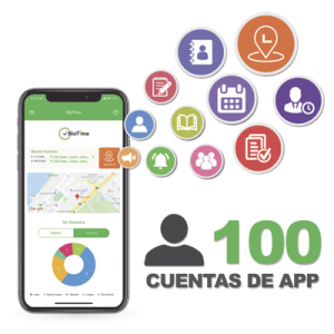 licencia para realizar checadas de asistencia desde smartphone (app) con envío de fotografía y ubicación por gps / compatible con biotimepro / licencia para 100 usuario