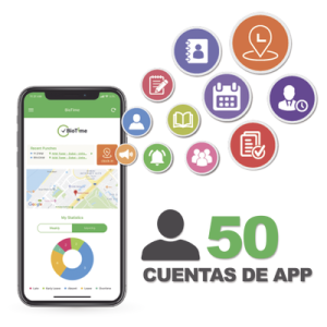 licencia para realizar checadas de asistencia desde smartphone (app) con envío de fotografía y ubicación por gps / compatible con biotimepro / licencia para 50 usuario