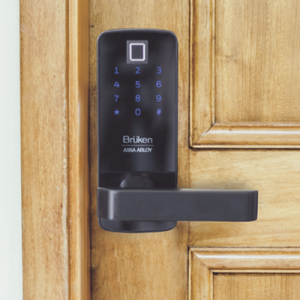 cerrojo electrónico con manija para puerta de madera/ huella/ contraseña/ tarjeta