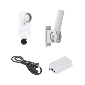 kit de radio c5x, rango de frecuencia extendida (4.9 a 6.4 ghz), incluye inyector poe, cable de alimentación y montaje universal para tubo o poste