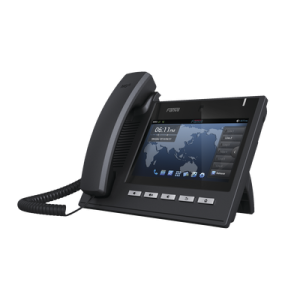 teléfono ip ejecutivo para 6 líneas sip con video conferencia hd720, pantalla multi touch, voz hd y conferencia de 10 vías con soporte para poe