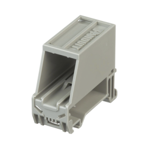 adaptador de 1 puerto, para conectores tipo mini com, montaje en riel din estándar de 35mm, color gris internacional