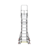 escalera de fibra de vidrio con jaula de 8' 14' (2.44 4.27 m). con ajuste en ruedas (ratchet™ leveler) (sku:18515 817).