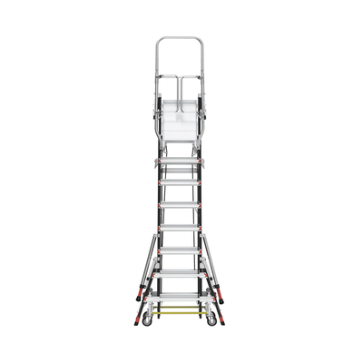 escalera de fibra de vidrio con jaula de 8' 14' (2.44 4.27 m). con ajuste en ruedas (ratchet™ leveler) (sku:18515 817). escalera de fibra de vidrio con jaula de 8' 14' (2.44 4.27 m). con ajuste en ruedas (ratchet™ leveler) (sku:18515 817).