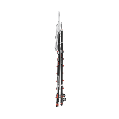 escalera de fibra de vidrio con jaula de 8' 14' (2.44 4.27 m). con ajuste en ruedas (ratchet™ leveler) (sku:18515 817). escalera de fibra de vidrio con jaula de 8' 14' (2.44 4.27 m). con ajuste en ruedas (ratchet™ leveler) (sku:18515 817).
