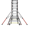 escalera de fibra de vidrio con jaula de 8' 14' (2.44 4.27 m). con ajuste en ruedas (ratchet™ leveler) (sku:18515 817).