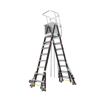 escalera de fibra de vidrio con jaula de 8' 14' (2.44 4.27 m). con ajuste en ruedas (ratchet™ leveler) (sku:18515 817). escalera de fibra de vidrio con jaula de 8' 14' (2.44 4.27 m). con ajuste en ruedas (ratchet™ leveler) (sku:18515 817).
