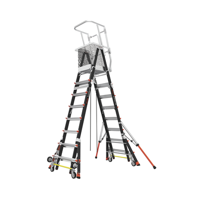 escalera de fibra de vidrio con jaula de 8' 14' (2.44 4.27 m). con ajuste en ruedas (ratchet™ leveler) (sku:18515 817). escalera de fibra de vidrio con jaula de 8' 14' (2.44 4.27 m). con ajuste en ruedas (ratchet™ leveler) (sku:18515 817).