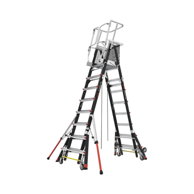 escalera de fibra de vidrio con jaula de 8' 14' (2.44 4.27 m). con ajuste en ruedas (ratchet™ leveler) (sku:18515 817). escalera de fibra de vidrio con jaula de 8' 14' (2.44 4.27 m). con ajuste en ruedas (ratchet™ leveler) (sku:18515 817).