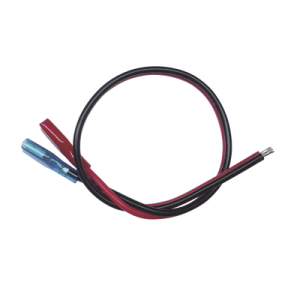 cables en paquete dual / cable rojo y negro / 30 cm / terminal f1 en un extremo / puntas libres en el otro / conexión a baterías de respaldo.