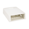 caja de montaje en superficie, con accesorio para resguardo de fibra Óptica, para 12 módulos mini com, color blanco mate