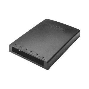 caja de montaje en superficie, con accesorio para resguardo de fibra Óptica, para 6 módulos mini com, color negro