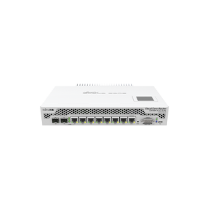 cloud core router, cpu 9 núcleos,7 puertos gigabit, 1 combo tp/sfp, 1 puerto sfp+, 2 gb memoria y enfriamiento pasivo
