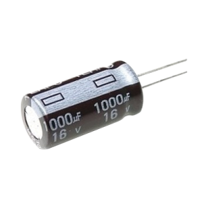 capacitor electrolítico de aluminio, radial de 1000 µfd, 16 vcc, 105 °c, 10 x 15 mm.