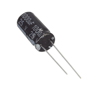 capacitor electrolítico de aluminio, radial de 1000 µfd. 25 vcc, 105 °c, 10 x 20 mm.