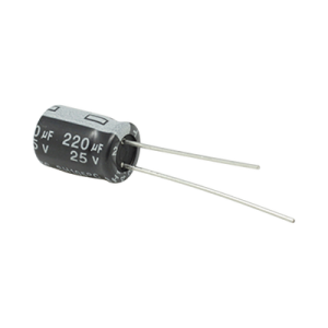 capacitor electrolítico de aluminio, radial de 220 µfd, 25 vcc, 105 °c, 8 x 11 mm, .