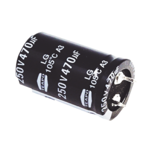 capacitor electrolítico de aluminio, radial de 470 µfd, 250 vcc, 105 °c, 25 x 40 mm.