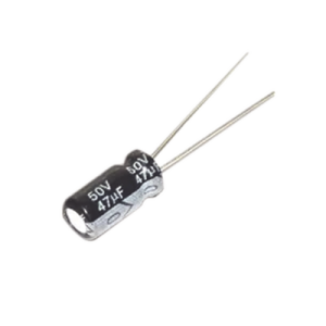 capacitor electrolítico de aluminio, radial de 47 µfd, 50 vcc, 105 °c, 6.3 x 11 mm.