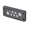 pasacable de 10 orificios de marco rectangular, ip65, 4.41" x 1.42", para cables no terminados, color negro.