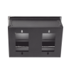 caja universal vacía de 2 módulos para instalación en escritorio (voz, datos, vídeo, contactos eléctricos), (no incluye accesorios)