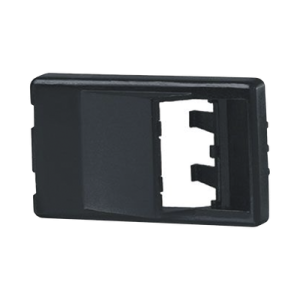placa de mobiliario modular estándar, salidas para 2 puertos mini com angulados, color negro