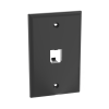 placa de pared vertical clásica, salida para 1 puerto mini com, color negro