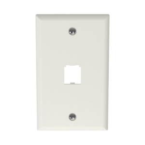 placa de pared vertical clásica, salida para 1 puerto mini com, color blanco mate