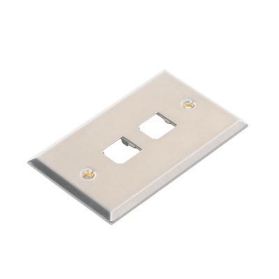 placa de pared vertical, de acero inoxidable, salida para 2 puertos mini com placa de pared vertical, de acero inoxidable, salida para 2 puertos mini com