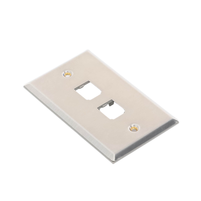 placa de pared vertical, de acero inoxidable, salida para 2 puertos mini com placa de pared vertical, de acero inoxidable, salida para 2 puertos mini com