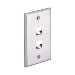 placa de pared vertical, de acero inoxidable, salida para 2 puertos mini com