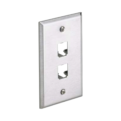 placa de pared vertical, de acero inoxidable, salida para 2 puertos mini com placa de pared vertical, de acero inoxidable, salida para 2 puertos mini com