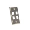 placa de pared vertical, de acero inoxidable, salida para 4 puertos mini com