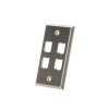 placa de pared vertical, de acero inoxidable, salida para 4 puertos mini com