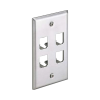 placa de pared vertical, de acero inoxidable, salida para 4 puertos mini com