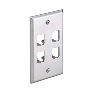 placa de pared vertical, de acero inoxidable, salida para 4 puertos mini com