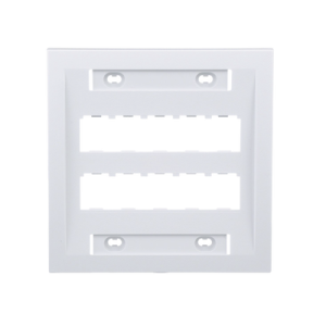 placa de pared vertical ejecutiva, salida para 10 puertos mini com, con espacios para etiquetas, color blanco