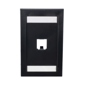 placa de pared vertical ejecutiva, salida de 1 puerto mini com, con espacios para etiquetas, color negro