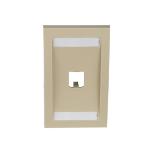 placa de pared vertical ejecutiva, salida para 1 puerto mini com, con espacios para etiquetas, color marfil