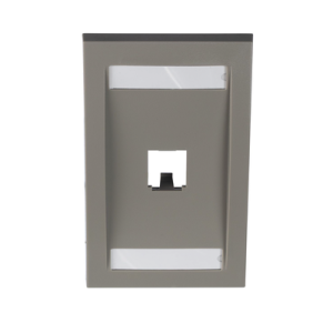 placa de pared vertical ejecutiva, salida para 1 puerto mini com, con espacios para etiquetas, color gris
