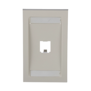 placa de pared vertical ejecutiva, salida para 1 puerto mini com, con espacios para etiquetas, color blanco mate